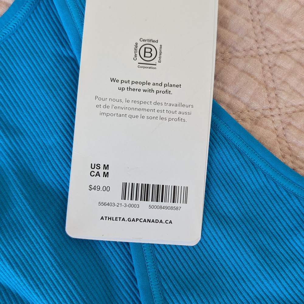 Athleta Blue Ribbed Tank Top - Picture 2 of 2